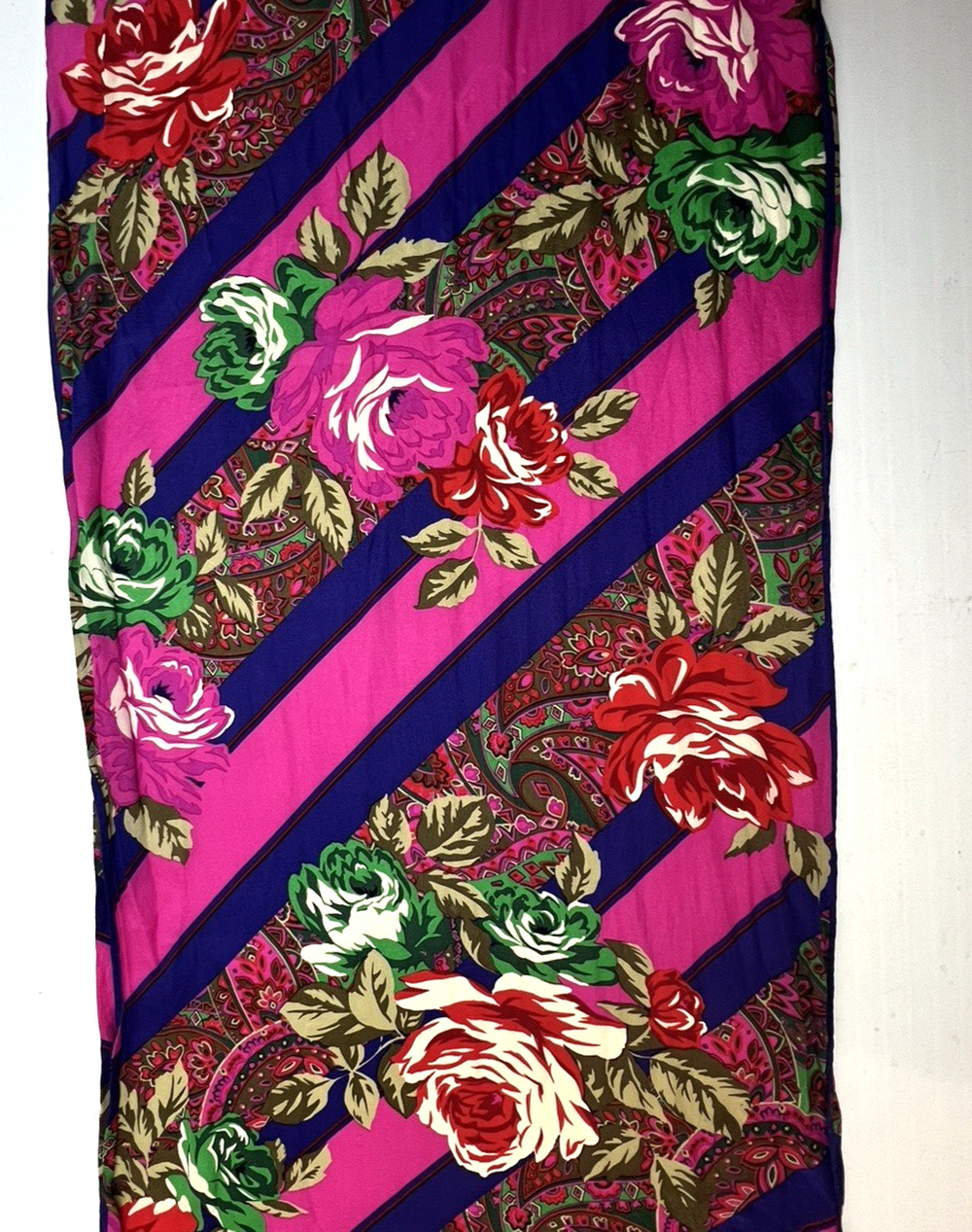 Floral Rectangle Scarf Pink Purple Green 15 x 58 Head Neck Feminine Fashion